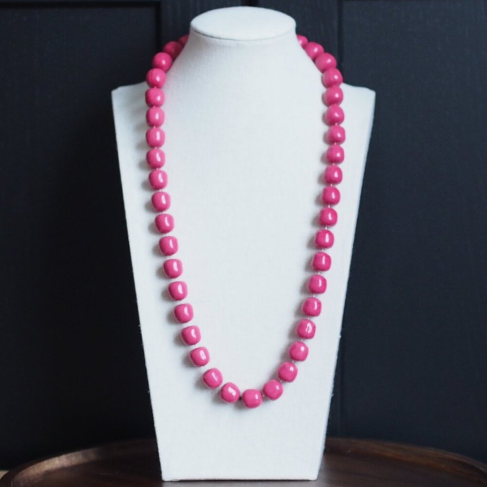Necklace | Chunky Bead Magenta Necklace